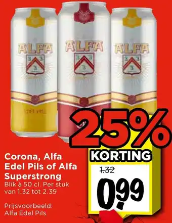 Vomar Voordeelmarkt Corona, Alfa Edel Pils of Alfa Superstrong aanbieding