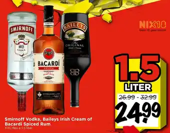 Vomar Voordeelmarkt Smirnoff Vodka, Baileys Irish Cream of Bacardi Spiced Rum aanbieding