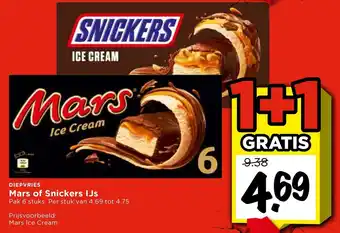 Vomar Voordeelmarkt Mars of Snickers IJs aanbieding