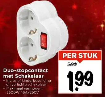 Vomar Voordeelmarkt Duo-stopcontact met Schakelaar aanbieding
