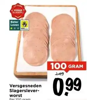 Vomar Voordeelmarkt Versgesneden Slagersleverworst aanbieding