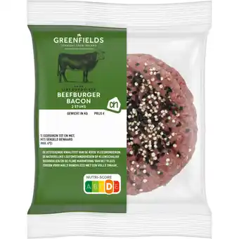 Albert Heijn AH Greenfields Beefburger bacon 2 stuks aanbieding