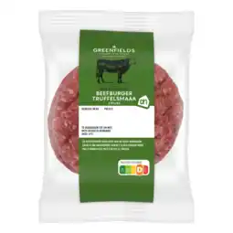 Albert Heijn AH Greenfields Beefburger truffelsmaak 2 stuks aanbieding
