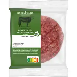 Albert Heijn AH Greenfields Beefburger truffelsmaak 2 stuks aanbieding