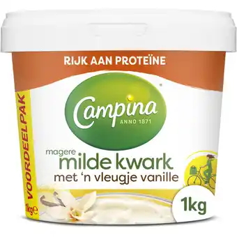 Albert Heijn Campina Magere milde kwark vanille voordeelpak aanbieding