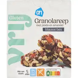 Albert Heijn AH Glutenvrij Granolareep pinda en amandel blauwe bes aanbieding