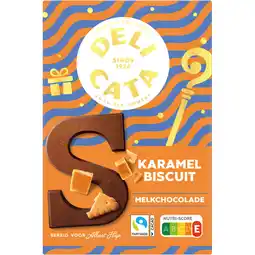 Albert Heijn Delicata Chocoladeletter melk karamel biscuit aanbieding