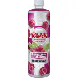 Albert Heijn Raak Vruchtensiroop frambozen zero sugar aanbieding