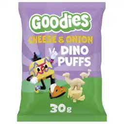 Albert Heijn Goodies Snack dino puffs cheese & onion 3+ jaar aanbieding