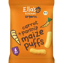 Albert Heijn Ella's kitchen Maize puffs wortel + pastinaak 6m+ bio aanbieding