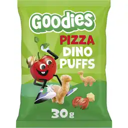 Albert Heijn Goodies Snack dino puffs pizza 3+ jaar aanbieding