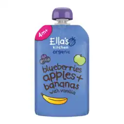 Albert Heijn Ella's kitchen Blauwe bessen, appels, bananen 4m+ bio aanbieding