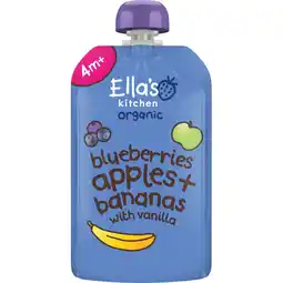 Albert Heijn Ella's kitchen Blauwe bessen, appels, bananen 4m+ bio aanbieding