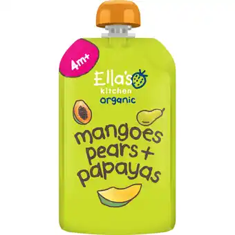 Albert Heijn Ella's kitchen Mango's, peren + papaya's 4m+ bio aanbieding