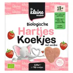 Albert Heijn De Kleine Keuken Biologische hartjes koekjes aardbei 18m+ aanbieding