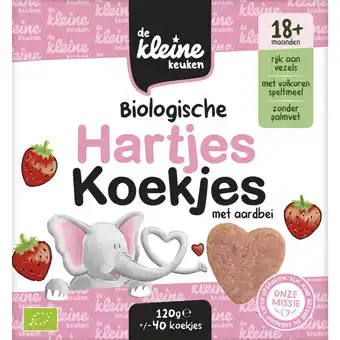 Albert Heijn De Kleine Keuken Biologische hartjes koekjes aardbei 18m+ aanbieding