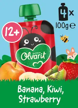 Albert Heijn Olvarit Knijpfruit banaan kiwi aardb 12m+ 4-pack aanbieding