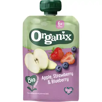 Albert Heijn Organix Knijpfruit appel aardbei & bosbes 6m+ aanbieding