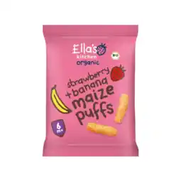Albert Heijn Ella's kitchen Maize puffs aardbei + banaan 6m+ bio aanbieding