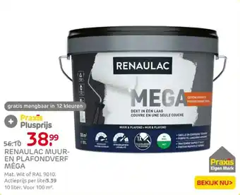 Praxis Renaulac muur en plafondverf méga aanbieding