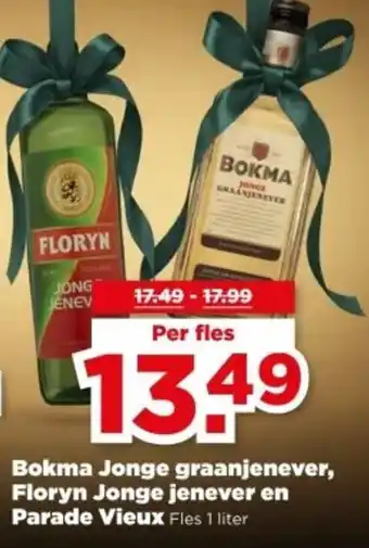 PLUS Bokma Jonge graanjenever, Floryn Jonge jenever en Parade Vieux aanbieding