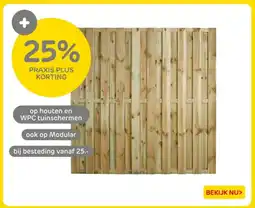 Praxis Op houten en WPC tuinschermen aanbieding