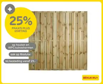 Praxis Op houten en WPC tuinschermen aanbieding