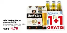 PLUS Alle Hertog Jan en Corona 0.0% aanbieding