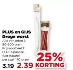 PLUS PLUS en GIJS Droge worst aanbieding