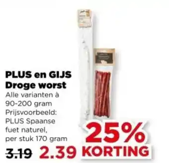 PLUS PLUS en GIJS Droge worst aanbieding
