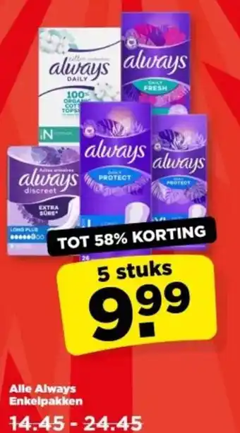 PLUS Alle Always Enkelpakken aanbieding