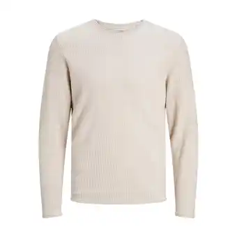 ANWB Jack & Jones Heren Cooper Knit Crew Neck Beige aanbieding