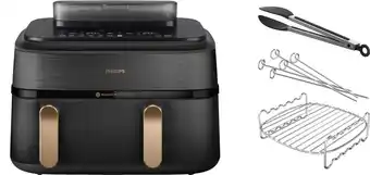 Coolblue Philips 5000 Series Dual Basket NA552/00 + Dubbellaagse kookset aanbieding