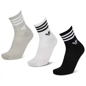 Foot Locker Adidas Mid Cut Crew 3 Pack Sokken Unisex - Grijs - Maat 40-42 aanbieding