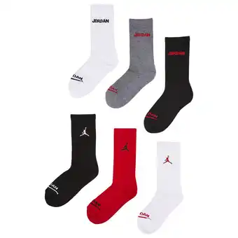 Foot Locker Jordan Kids Crew 6 Pack Sokken Unisex - Rood - Maat 35 - 38 aanbieding