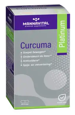 De Online Drogist MannaVital Curcuma Platinum Capsules aanbieding