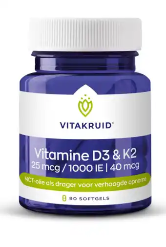 De Online Drogist Vitakruid Vitamine D3 & k2 Softgels aanbieding