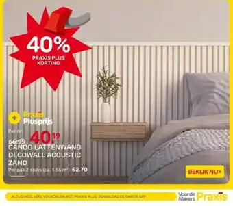 Praxis Cando lattenwand decowall acoustic zand aanbieding
