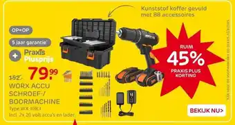 Praxis Worx accu schroef boormachine aanbieding