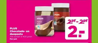PLUS PLUS Chocolade- en duopasta aanbieding
