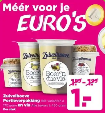 PLUS Zuivelhoeve Portieverpakking en vla aanbieding