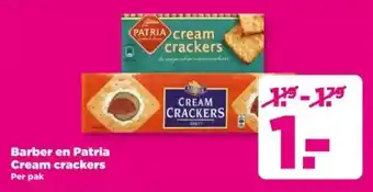 PLUS Barber en Patria Cream crackers aanbieding
