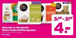 PLUS Nescafé en Starbucks Dolce Gusto Koffiecapsules aanbieding
