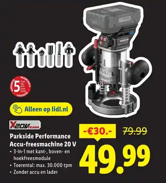 Lidl Parkside Performance Accu freesmachine 20 V aanbieding