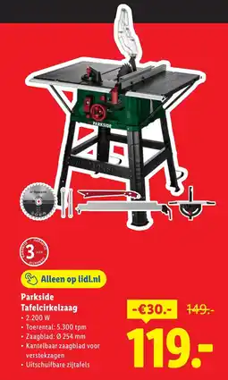 Lidl Parkside Tafelcirkelzaag aanbieding