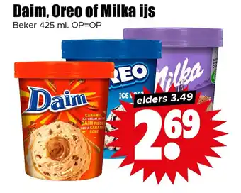 Dirk Daim Oreo of Milka ijs aanbieding