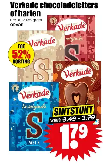 Dirk Verkade chocoladeletters of harten aanbieding