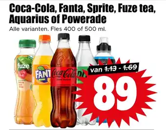 Dirk Coca-Cola FANTA Sprite Fuze tea Aquarius of Powerade aanbieding