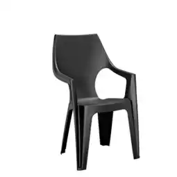 Praxis Alibert tuinstoel Dante stapelbaar kunsthars grafiet 88x56x58cm aanbieding