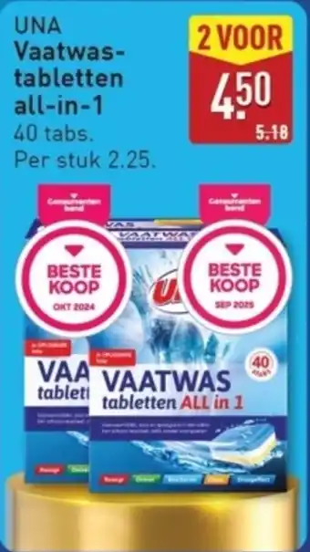 ALDI Una Vaatwastabletten all-in-1 aanbieding